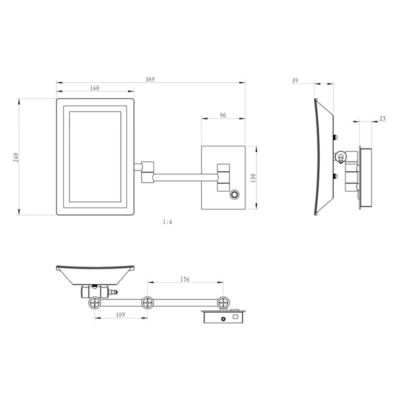 SAPHO - Závesné kozmetické zrkadlo LED, 160x240, chróm MW834 2