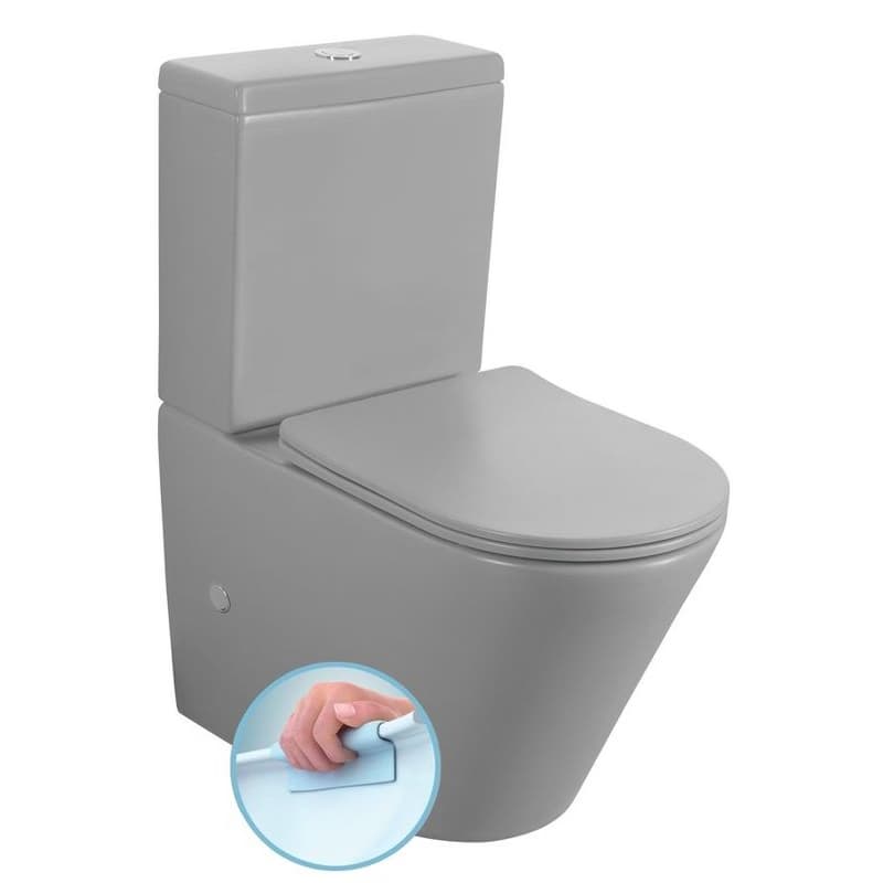 SAPHO - PACO kombi WC, Rimless, spodný/zadný odpad, sivá mat PC1012WRGR