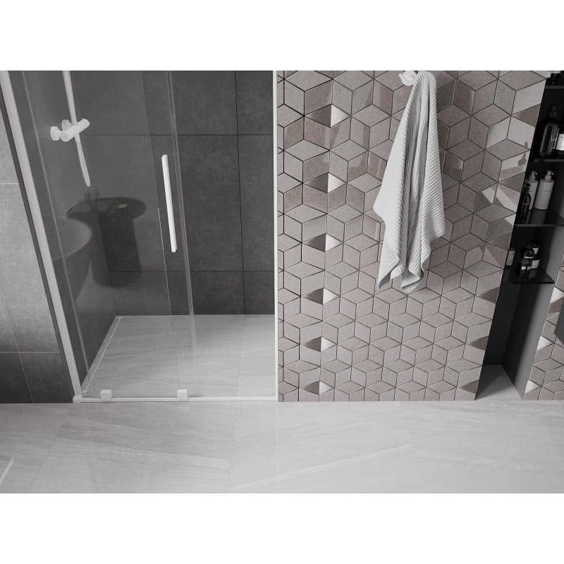 MEXEN/S - Velar L posuvné sprchové dvere 90, transparent, biela 871-090-003-01-20 3