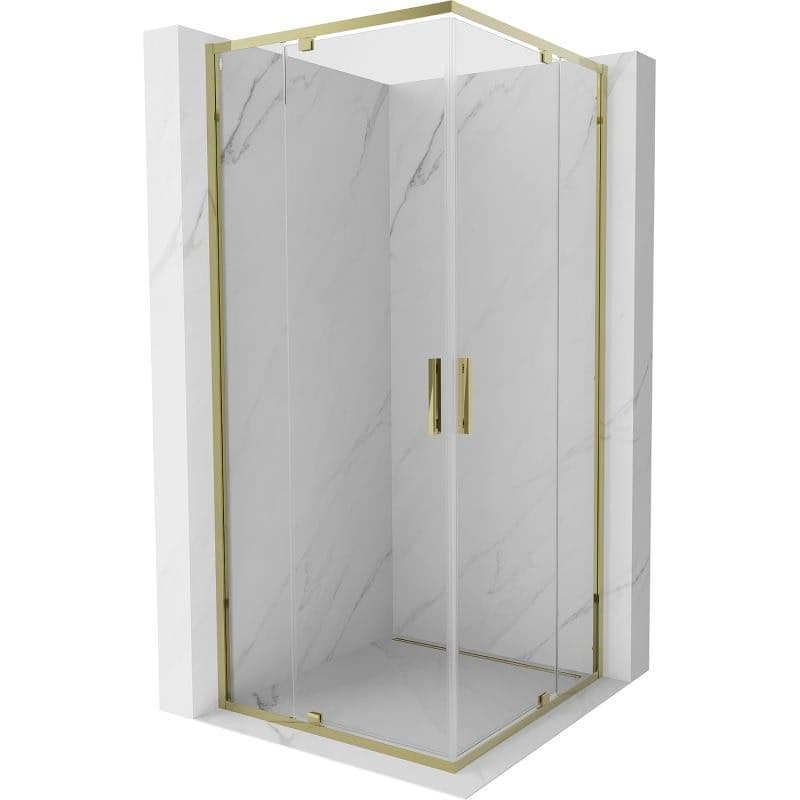 MEXEN - Exo štvorcový krídlový sprchovací kút 80 x 80, transparent, zlato 8110-080-080-50-00