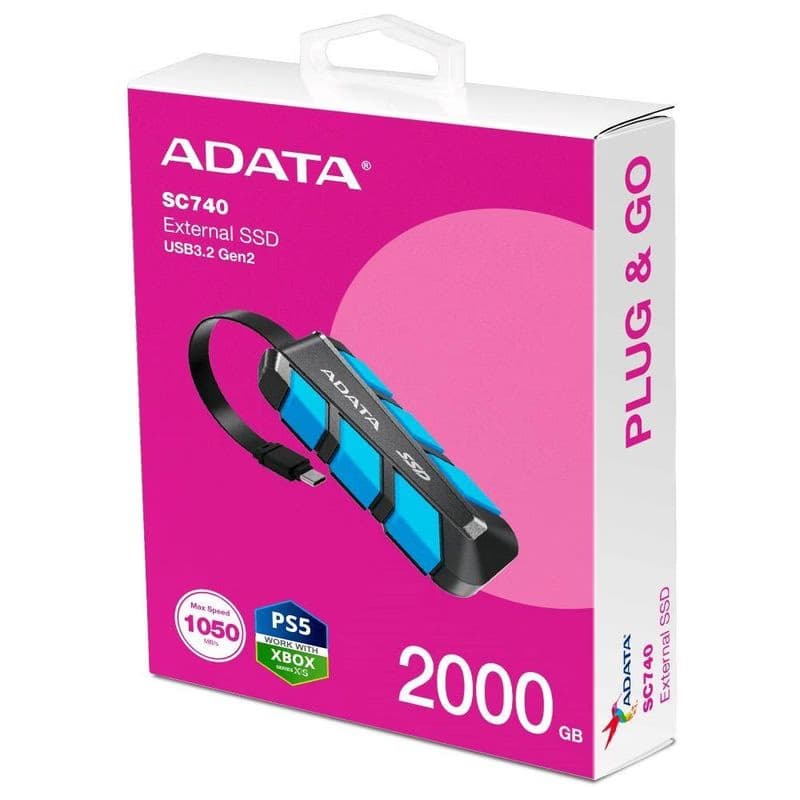 ADATA External SSD 2TB SC740, USB-C 3.2 Gen2, Čierno-modrá 5