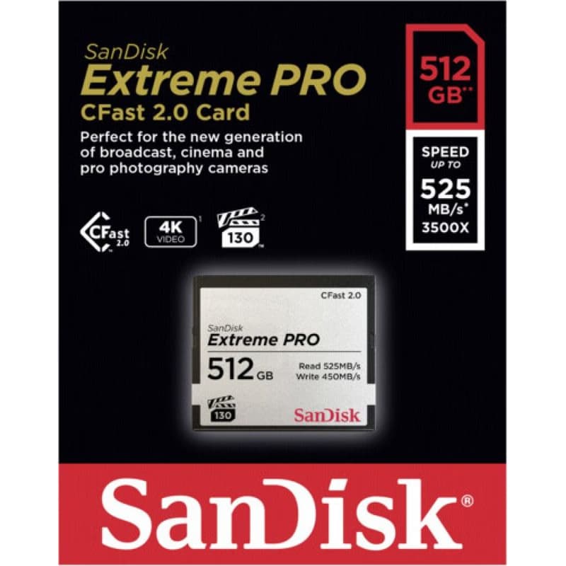 SanDisk CFAST 2.0 512GB Extreme Pro (525 MB/s VPG130) 5