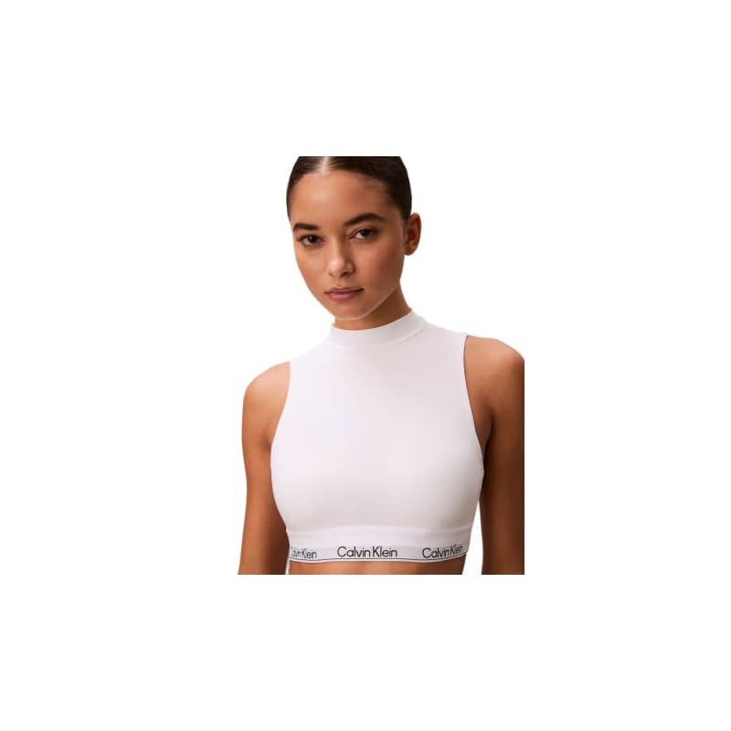 Dámsky top s podprsenkou CALVIN KLEIN Lightly Lined Mockneck Bralette Icon Cotton Modal white
