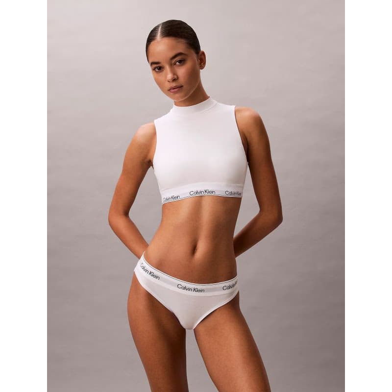 Dámsky top s podprsenkou CALVIN KLEIN Lightly Lined Mockneck Bralette Icon Cotton Modal white 2