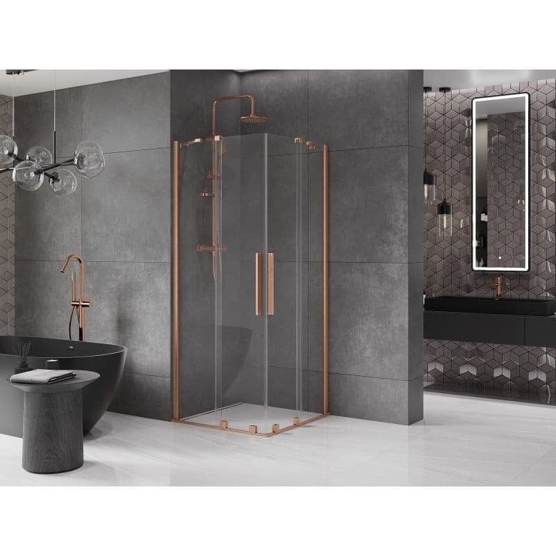 MEXEN/S - Velar Duo štvorcový sprchovací kút 100 x 100, transparent, meď kartáčovaná 871-100-100-02-65 4