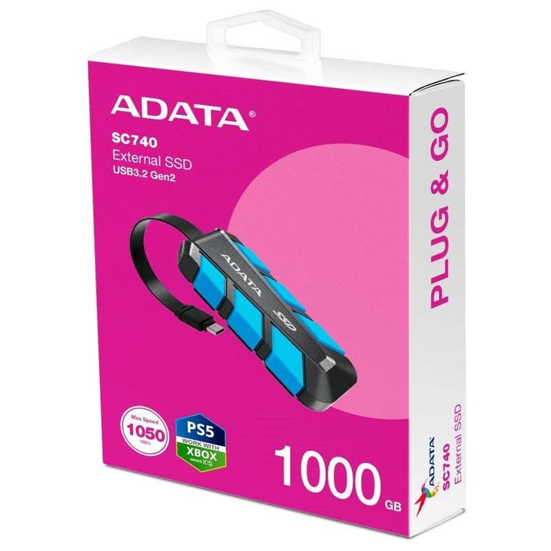 ADATA External SSD 1TB SC740, USB-C 3.2 Gen2, Čierno-modrá 5