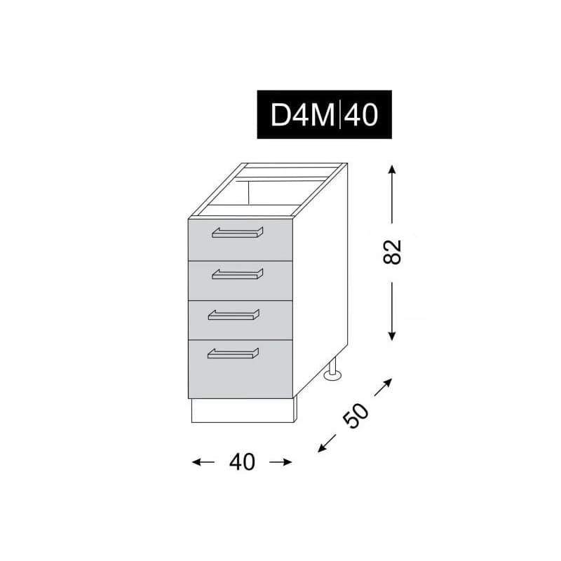 ArtExt Kuchynská skrinka spodná, D4M/40 Amaro Farba korpusu: Grey 4