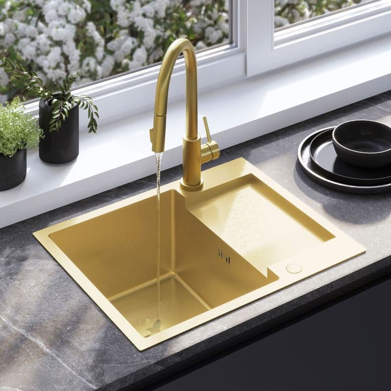 REA REA - Oceľový drez Paul BRUSH GOLD s kuchynskou batériou KPL-96010 1