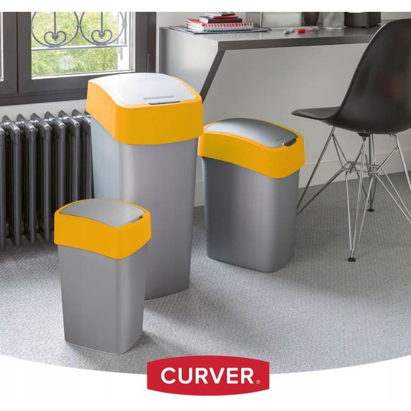 CURVER Odpadkový kôš FLIP BIN 9l | strieborná / žltá 2