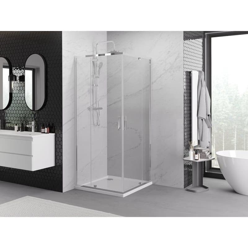 MEXEN/S - Exo štvorcový krídlový sprchovací kút 70 x 70, transparent, chróm 8110-070-070-01-00 4