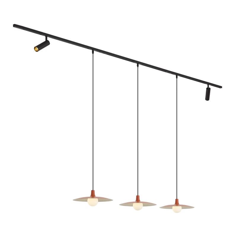 Moderný koľajnicový systém čierny s 2 bodovými svetlami a 3 závesnými svetlami oranžový 1-fázový - Slimline Uzzy Panzi 1
