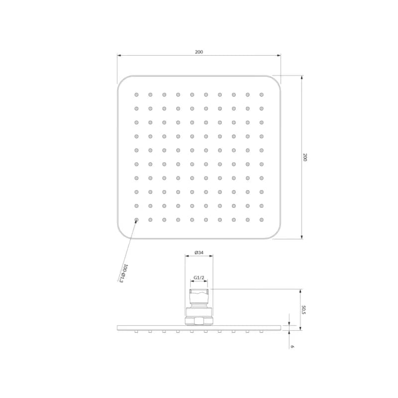 OMNIRES - SLIMLINE dažďová sprcha, 20 x 20 cm grafit /GR/ WG220/OGR 4
