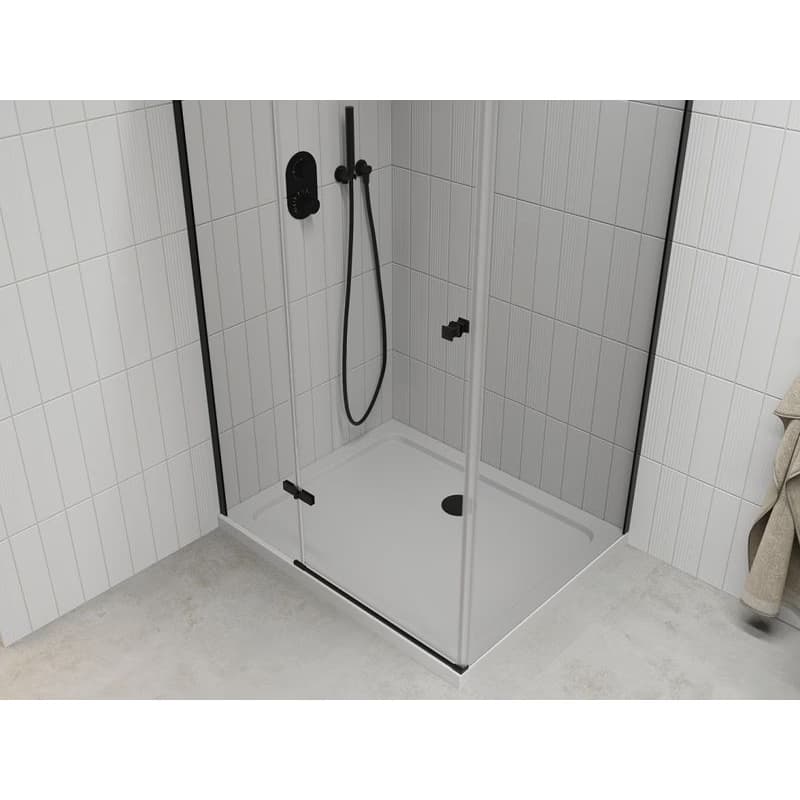 MEXEN/S - Roma sprchovací kút 80x90, transparent, čierna + biela vanička so sifónom 854-080-090-70-00-4010B 4
