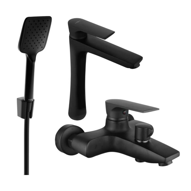 MEXEN/S - Axel R62 SET vaňová a umývadlová batéria, čierna 73813R62-70