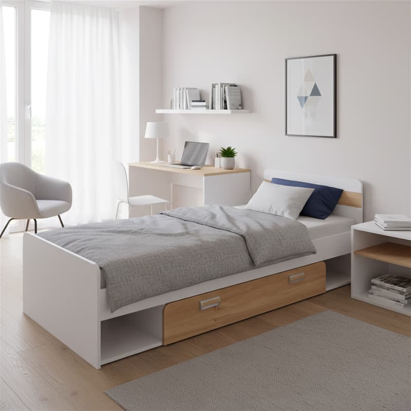 Dolmar Detská posteľ CORNETO L13 | 80 x 195 cm Farba: Biely briliant / dub nash 2