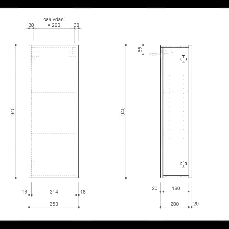 SAPHO - ESPACE skrinka 35x94x22cm, 1x dvierka, ľavá/pravá, dub Alabama ESC110-2222 2