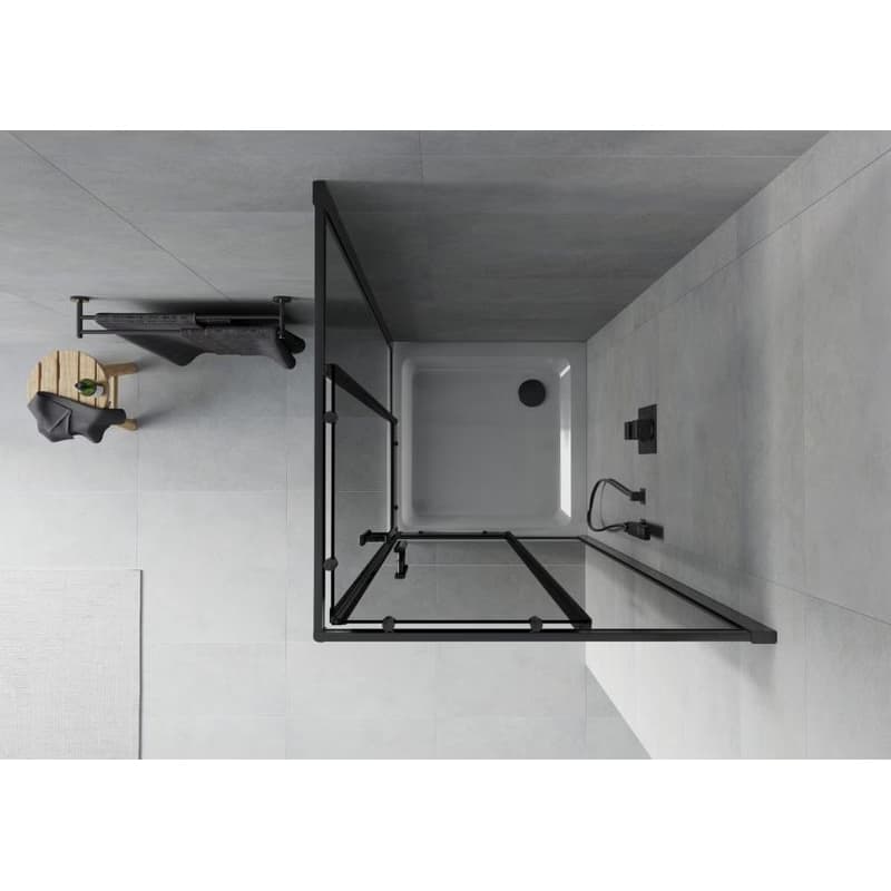 MEXEN/S - Rio sprchovací kút štvorec 90x90, grafit, čierna + biela vanička so sifónom 860-090-090-70-40-4010B 6