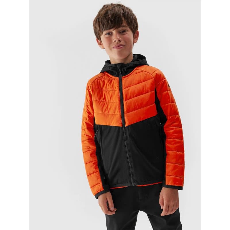 Chlapčenská turistická softshellová bunda 4F JUNIOR TECHNICAL JACKET-JAW23TTJAM282-70S-ORANGE 2