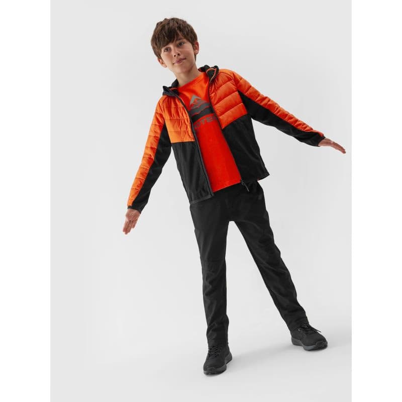Chlapčenská turistická softshellová bunda 4F JUNIOR TECHNICAL JACKET-JAW23TTJAM282-70S-ORANGE 3