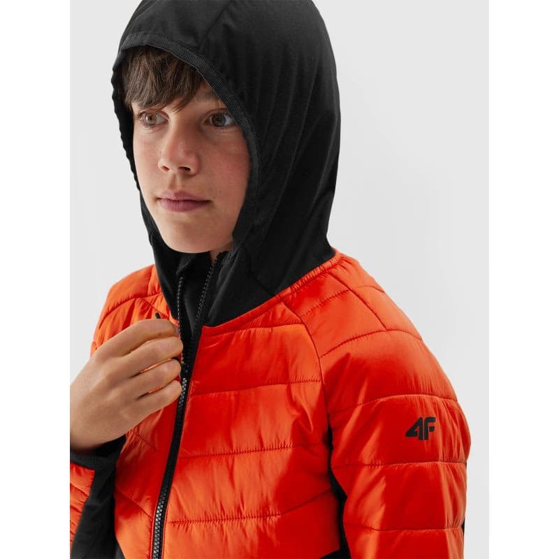 Chlapčenská turistická softshellová bunda 4F JUNIOR TECHNICAL JACKET-JAW23TTJAM282-70S-ORANGE 4