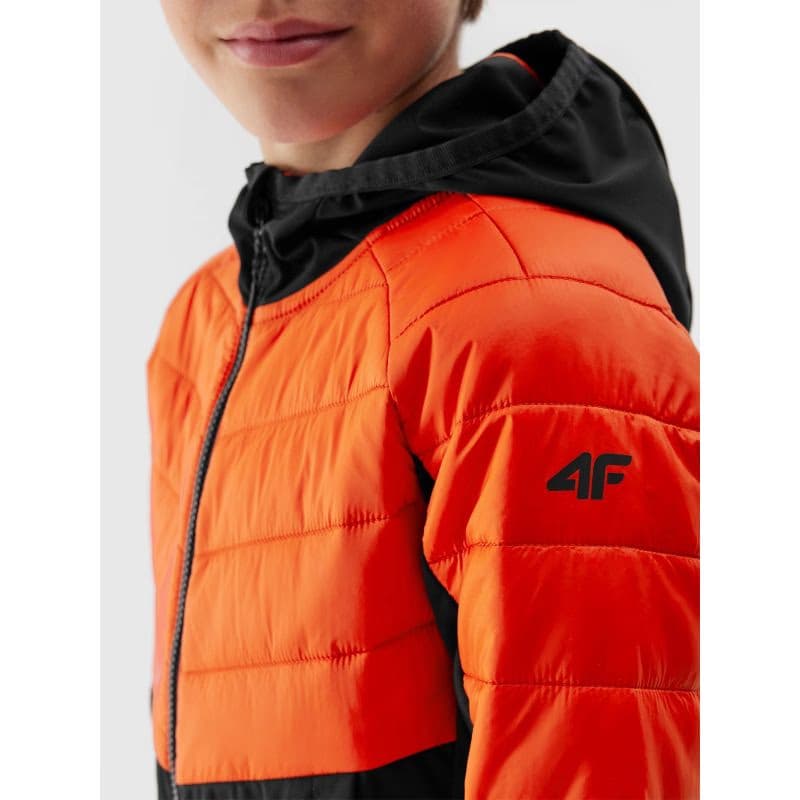 Chlapčenská turistická softshellová bunda 4F JUNIOR TECHNICAL JACKET-JAW23TTJAM282-70S-ORANGE 5