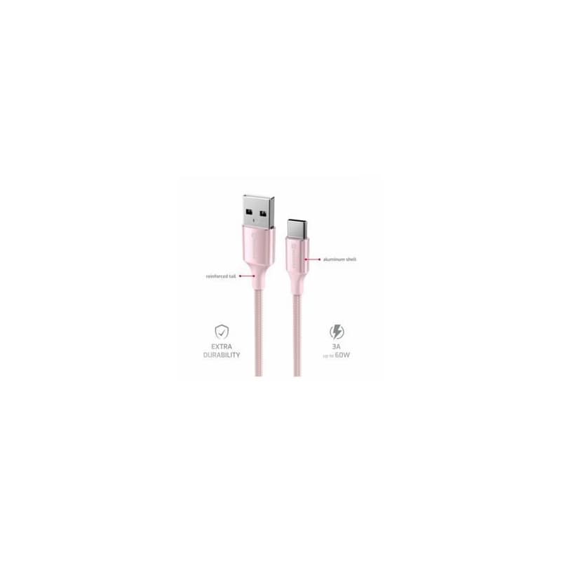 SWISSTEN DÁTOVÝ KÁBEL TEXTILE II USB / USB-C 1,5 M RUŽOVÝ 5