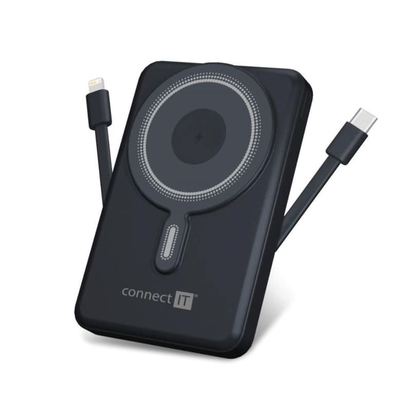 CONNECT IT Powerbanka TravelCharge, MagSafe, 10000mAh, USB-C, Lightning, Šedá 1