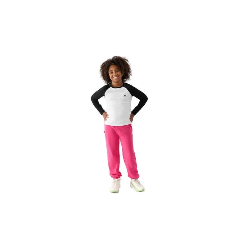 Dievčenské tepláky 4F JUNIOR TROUSERS-JWAW24TTROF754-55S-HOT PINK