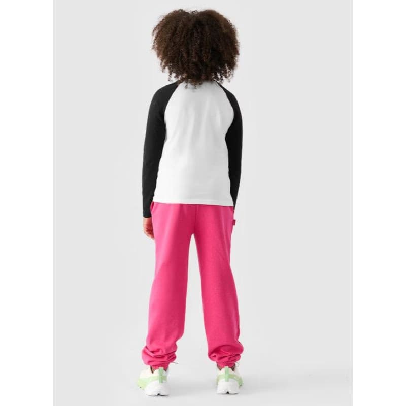 Dievčenské tepláky 4F JUNIOR TROUSERS-JWAW24TTROF754-55S-HOT PINK 3