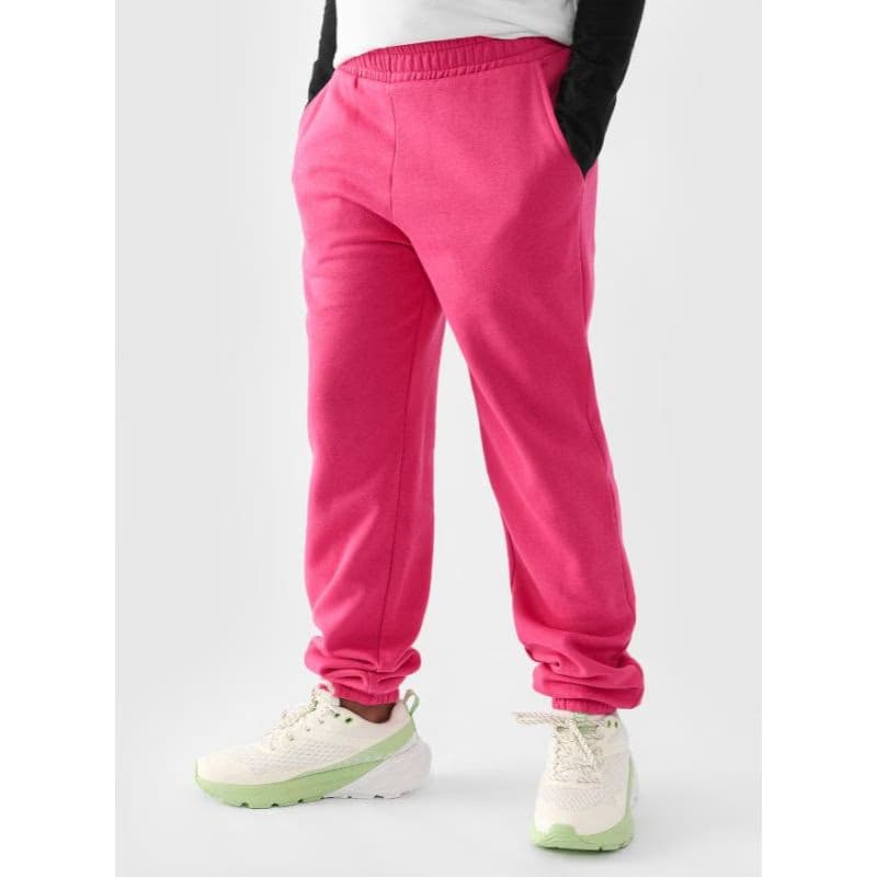 Dievčenské tepláky 4F JUNIOR TROUSERS-JWAW24TTROF754-55S-HOT PINK 4