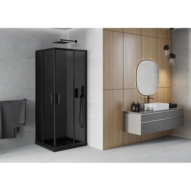 MEXEN/S - Rio sprchovací kút 70x70, grafit, čierna + vanička so sifónom 860-070-070-70-40-4070B 2