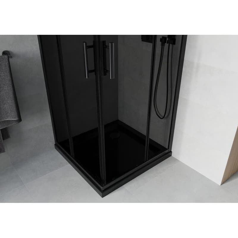 MEXEN/S - Rio sprchovací kút 70x70, grafit, čierna + vanička so sifónom 860-070-070-70-40-4070B 4