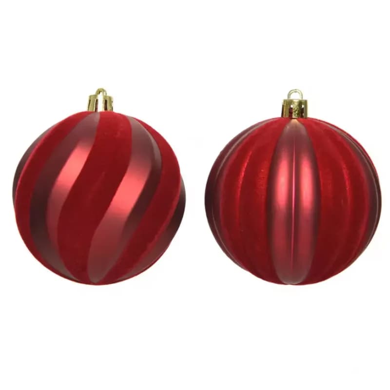 Guľa plastová dekorovaná 8 cm červená 021291
