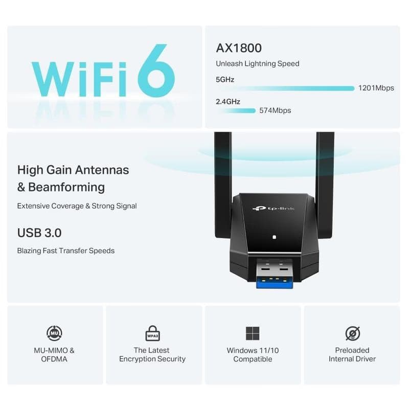 TP-Link Archer TX30 Plus WiFi6 USB adaptér (AX1800, 2, 4GHz/5GHz, USB3.0) 4