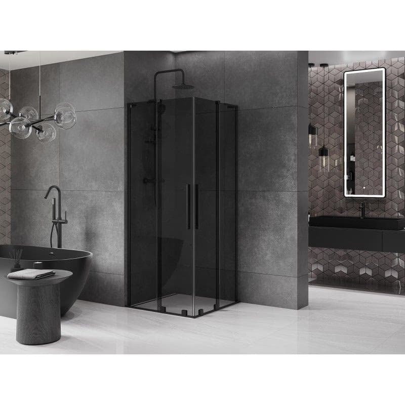MEXEN/S - Velar L Duo sprchovací kút, posuvné dvere 100 x 100, grafit, čierna 871-100-100-02-43-70 2