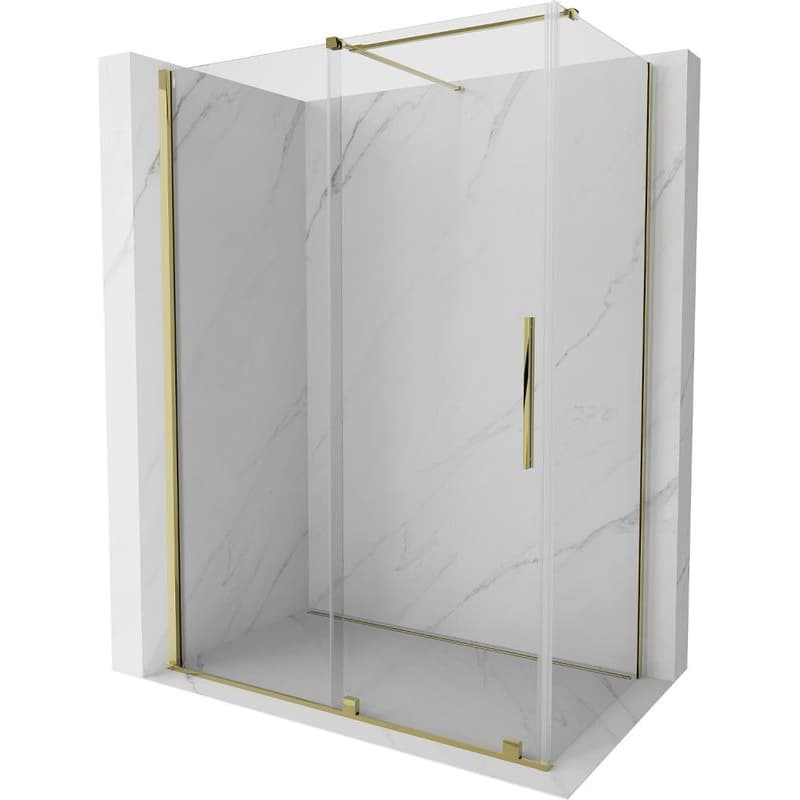 MEXEN/S - Velár sprchovací kút 140 x 80, transparent, zlatá 871-140-080-01-50