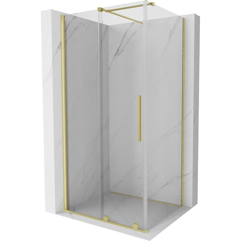 MEXEN/S - Velár sprchovací kút 100 x 80, transparent, zlatá kartáčovaná 871-100-080-01-55