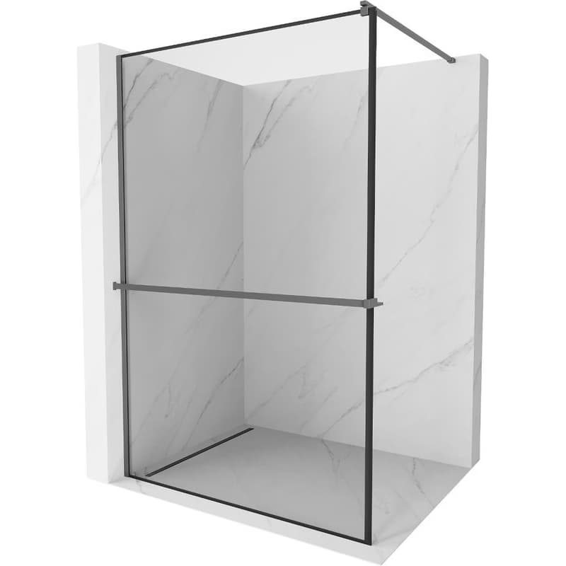 MEXEN/S - Kioto+ Sprchová zástena s poličkou WALK-IN 70 x 200, čierna vzor, grafit metal 800-070-121-95-70