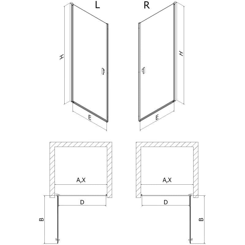 MEXEN - MIST dverná časť (1d) 60x200 cm 6mm čierna, číra 8A2-060-000-70-00 2