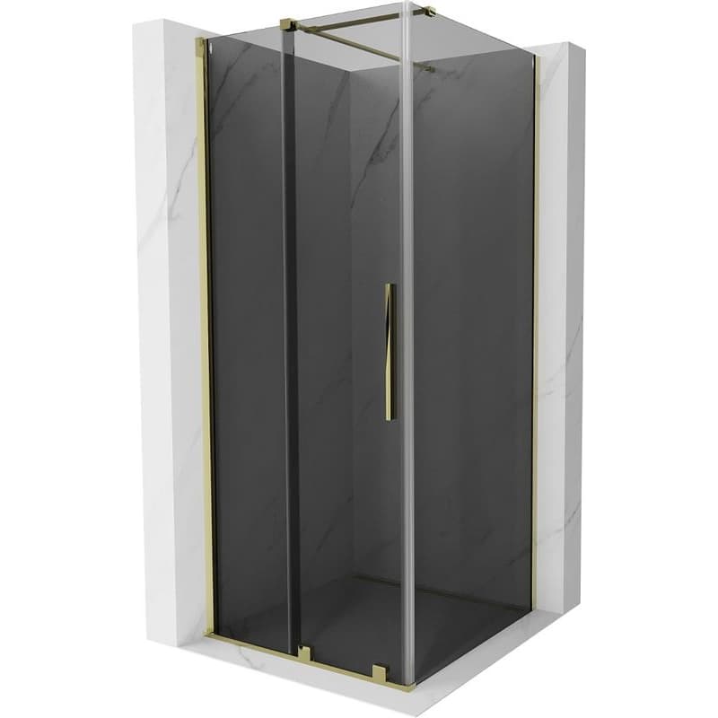 MEXEN/S - Velár sprchovací kút, posuvné dvere 90 x 90, grafit, zlato 871-090-090-41-50