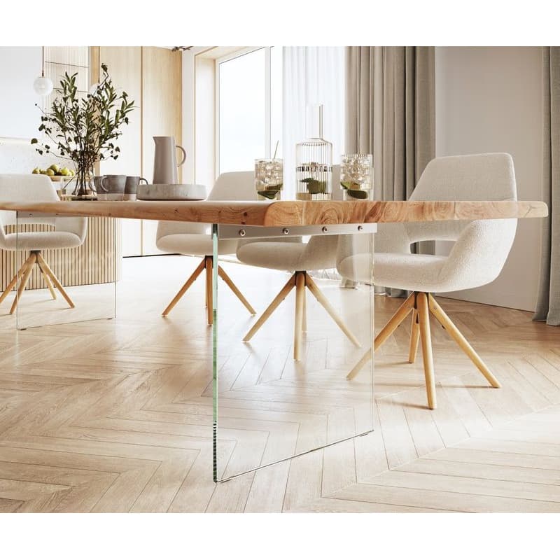 Jedálenský stôl Edge 280x100 XL akácia prírodná sklo Live-Edge 5