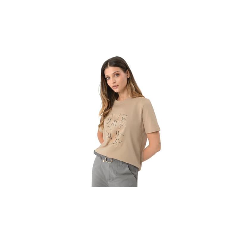 Dámske tričko s krátkym rukávom VOLCANO T-UNIQ-BEIGE