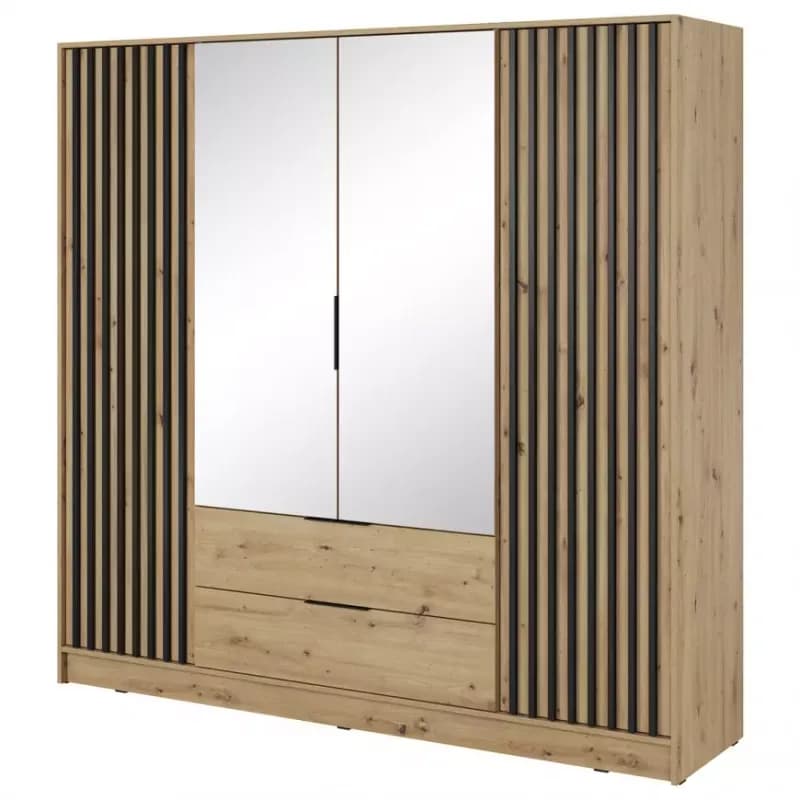 Skriňa Nelly 4d Zrkadlo Dub Artisan/Čierna 1