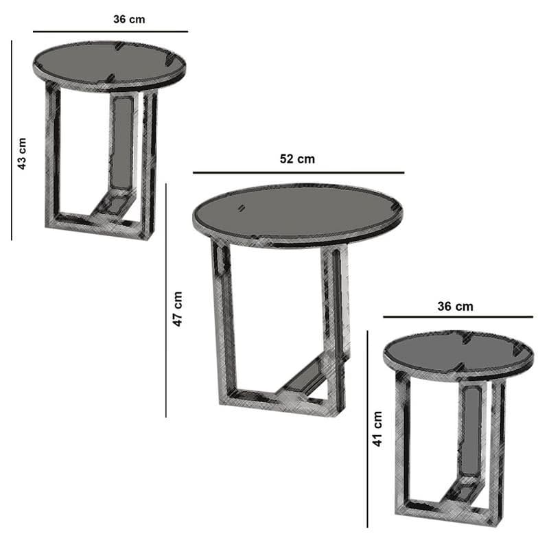 Sada odkladacích stolíkov (3 kusy) Mira - Walnut 2