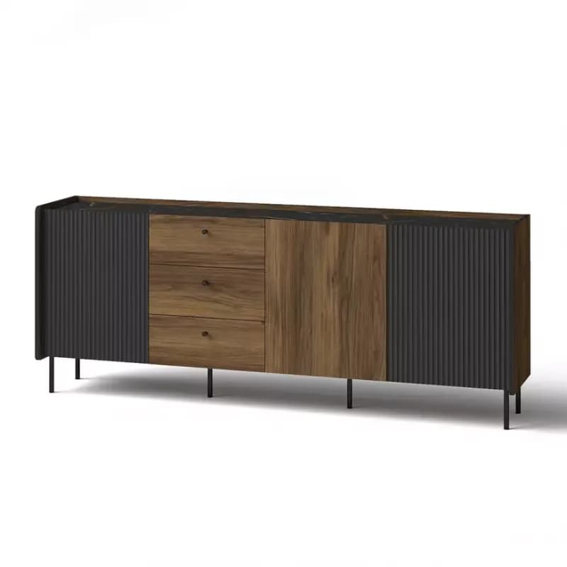 Komoda Prestigo P6 2d3s Vojnový orech/San Seb/Čierny mat 1