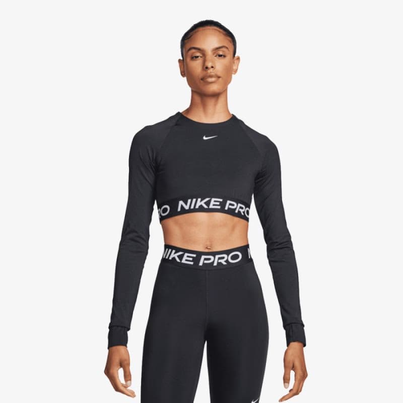 Dámske tréningové tričko s dlhým rukávom NIKE PRO DF 365 CROP LS-010 BLACK WHITE 2