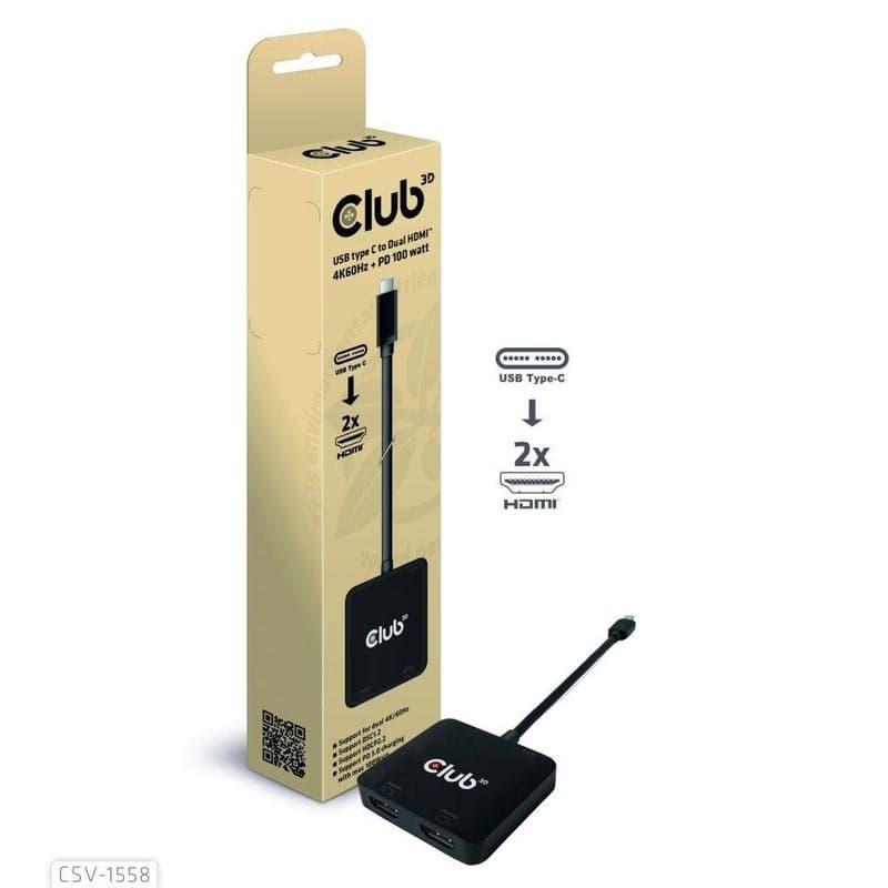 Club3D Video húb MST USB-C na 2x HDMI + USB-C PD 3.0, 4K60Hz 1