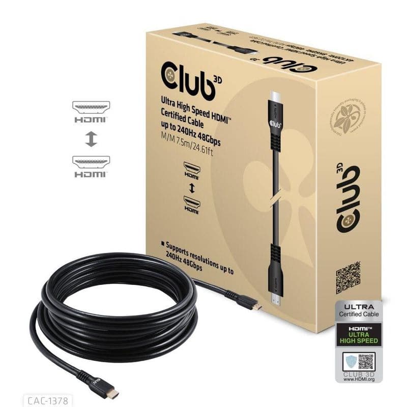 Club3D Kábel HDMI, Ultra Rýchly HDMI™ Certifikovaný Cable, 4K120Hz/8K60Hz, 7.5m 1