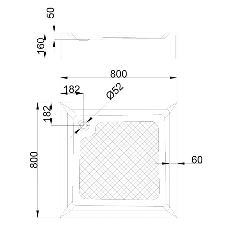 INVENA - Sprchová vanička štvorec 80 x 80, 16, bez sifónu AK-80-K83-P 2