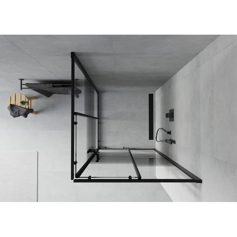 MEXEN - Rio sprchovací kút štvorec 90 x 90, pruhy, čierna 860-090-090-70-20 4